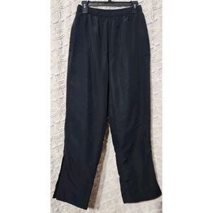 Reebok Lined Athletic Pants Unisex M Basketball Track Gym Black Zip Side Y2K 90s